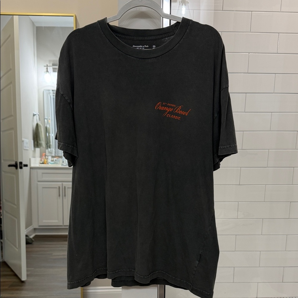 Abercrombie & Fitch Charcoal Tee with Orange Text